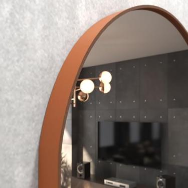 Imagem de Espelho de Corpo Inteiro Oval 110x50cm - Moldura em Alumínio Resistente, Inclinação Ajustável 15-45°(OVAL CARAMELO)