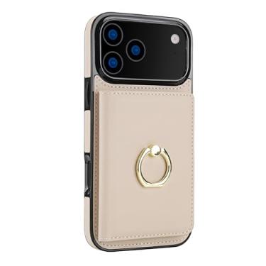 Imagem de LYJSMGZ Capa com compartimento para cartão para Iphone17pro Max/17/17Pro/17Air, bordas elevadas com suporte oculto para câmera à prova de choque, anel de vedação portátil, bege, 17pro Max