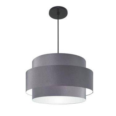Imagem de Lustre Para Sala De Jantar Vivare Md-4394 Cúpula Em Tecido 50cm Cinza-escuro 127/220v