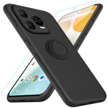 Imagem de Nijiadi Capa de telefone compatível com BLU Bold K20 com protetor de tela de vidro, suporte de anel giratório de 360° com suporte/suporte de silicone TPU à prova de choque capa protetora para BLU Bold