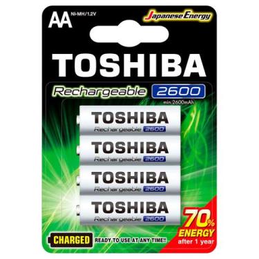 Imagem de Pilha Recarregável Toshiba Tipo AA 2600mAh, TNH6GAE BP-4C, 1.2V, Embal