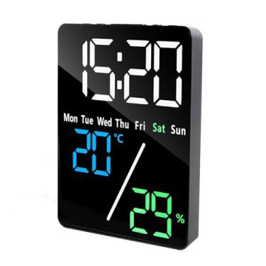 Imagem de Lancoon Despertador digital multifuncional com data de umidade e temperatura pequena porta de carregamento de brilho ajustável 12/24 horas para cabeceira, sala de estar, mesa de escritório