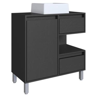 Imagem de Gabinete Suspenso 80 cm Cuba Branca BL2001 Grafite FAEM