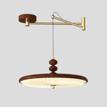 Imagem de Luminária pendente de braço articulado ajustável, luminária vintage redonda para ilha, lustre de braço longo, luzes de teto para cozinha, sala de jantar, quarto, 3 modos de cores