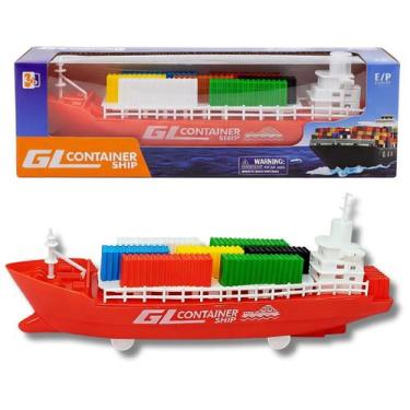 Imagem de Miniatura Navio Barco Cargueiro Porta Container Fricção - Shock Import