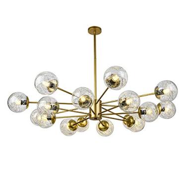 Imagem de Lustre de vidro globo, Lustre nórdico E27 de alumínio Molecules Sputnik, Luminária de teto moderna para quarto, Lustre de molécula Magic Beans para sala de estar - Dourado. 16t