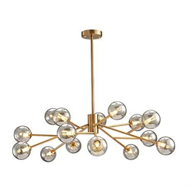 Imagem de Lustre 12 Luzes Nordic Pendant Lighting Lustre de meados do século Luminária de teto industrial para cozinha Sala de jantar Sala de estar, cor transparente, 15 luzes