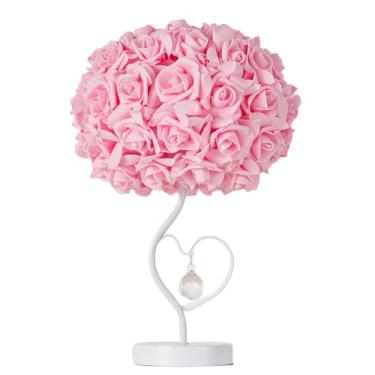 Imagem de ZYLEISENBAO Zyleiesenbao Luminária De Mesa Com Flor De Rosa Rosa, Luminária De Mesa Princesa, Luminária De Flor Para Mesa De Cabeceira, Luminária De Cabeceira Para Quarto, Mulheres, Meninas, Namoro,