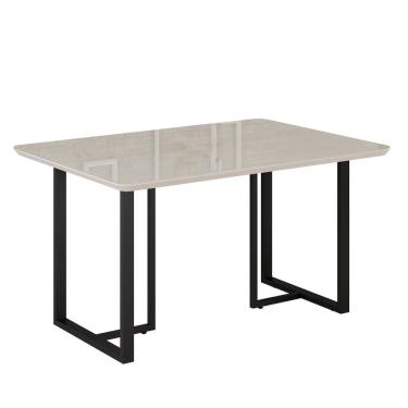 Imagem de Mesa para Sala de Jantar Retangular 120x90cm Mdf com Vidro Lunna Preto Fosco / Off White