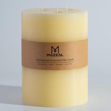 Imagem de Vela Pillar MOZEAL Extra Large 3 Wick Ivory, sem perfume, 6 x 6 polega
