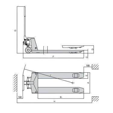Imagem de Paleteira Carro Hidráulico 2500kg 685x1150 Mm Roda Duplo Nylon Tp2530 Bovenau