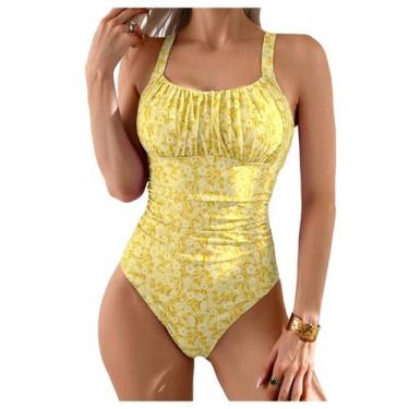 Imagem de Maiô de uma peça BEAUDRM Boho com estampa floral para mulheres