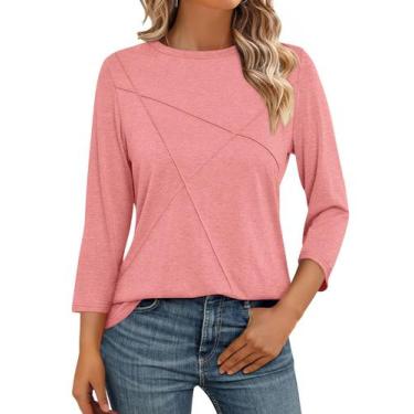 Imagem de Camiseta feminina TICTICMISS, manga 3/4, gola redonda, caimento solto