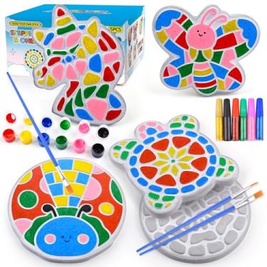 Imagem de Chiozgi Stepping Stones Painting Kit for Kids, Crafts for Kids Ages 4-8, DIY Garden Stone Outdoor Crafts Paint Your Own Arts and Crafts, Perfect Keepsake, Birthday Party Idea for Children