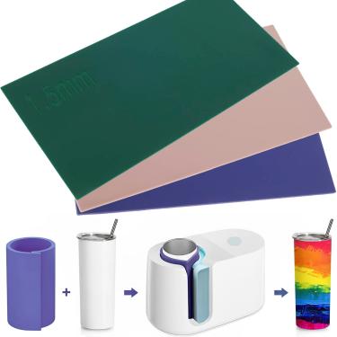 Imagem de Envoltório de copo de sublimação de 3 peças em 3 espessuras reutilizáveis de silicone para máquina de imprensa de caneca 567 g 473.6 g 340.2 g Envoltório de sublimação de silicone resistente ao calor