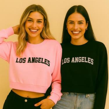 Imagem de Kit com 2 Croppeds Moletons - Sem Capuz Los Angeles Feminino Leve e Qu