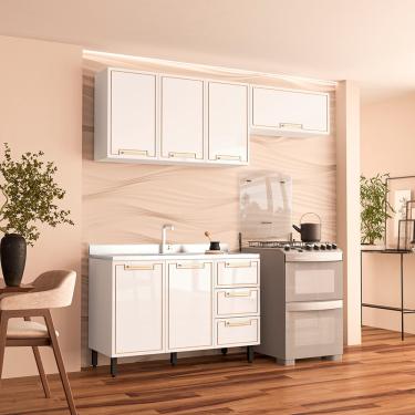 Imagem de Cozinha Modulada 3 Peças sem Pia Amara Politorno Móveis - Branco