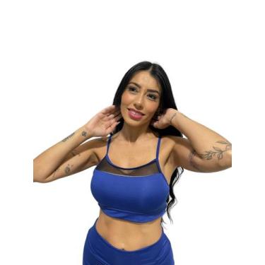 Imagem de Top alcinha tule com bojo removível TB moda fitness academia e ginásti