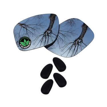 Imagem de Raydi Lentes de reposição de policarbonato e protetores de nariz para óculos de sol Maui Jim Red Sands - Espelho de titânio prateado - Polarizado