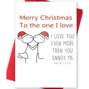 Imagem de Cartão de Natal engraçado para marido ou esposa, cartões de humor de piada Feliz Natal para quem eu amo, presentes exclusivos para mulheres ou homens para o Natal, presente romântico de Natal para namorada namorado..