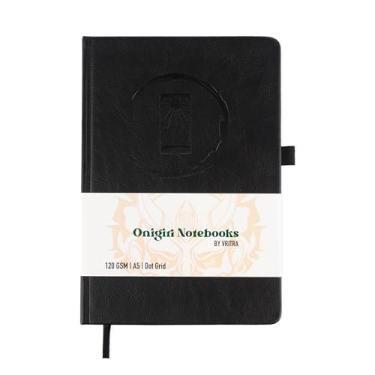 Imagem de Onigiri Notebooks Diário de capa dura Hanafuda inspirado em Demon Slayer (Preto) de couro vegano A5 | Pacote Stciker | Páginas em branco | Papel creme de seda 120GSM