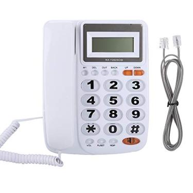 Imagem de Telefone fixo de mesa com mãos livres, telefone fixo com fio de mesa com visor de identificação de chamadas com viva-voz para hotel de escritório doméstico(white)