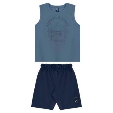 Imagem de Conjunto Regata e Bermuda Menino Bee Loop, Azul, 6