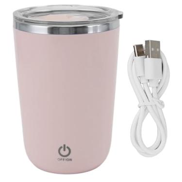Imagem de Copo de mistura elétrico USB de 350 ml, à prova de vazamento, copo de agitação automática, caneca de café com agitação automática (rosa)
