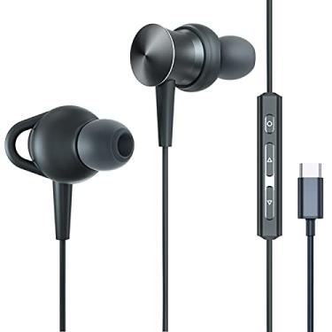 Imagem de Fones de ouvido USB C Ecoker Hi-Fi Immersive Bass Sound Fones de ouvido de metal tipo C com microfone MEMS para Samsung Galaxy S21/Ultra/S20/Note10, Google Pixel 5/4/3/2 - Preto (versão atualizada)