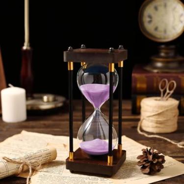 Imagem de Temporizador de ampulheta 30 minutos para presente, relógio de areia de vidro de 0,5 hora para decoração de casa/mesa/escritório e temporizador de sala de aula (roxo, 30 minutos)