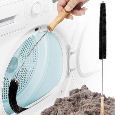 Imagem de Kit de limpeza de ventilação para secadora de roupas, escova de limpeza de armadilha de ventilação de fiapos, escova de bobina longa para geladeira (preto)