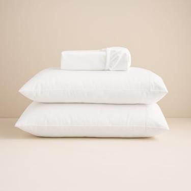 Imagem de Jogo de lençol 400 fios com fronha liso toque macio com elástico diversos tamanhos solteiro, casal, queen, king size (Solteiro, White)