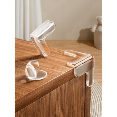 Imagem de Pacote com 10 protetores de canto, protetor de canto transparente para móveis e amortecedores de segurança de borda para bordas de mesa e cantos afiados (em forma de T)