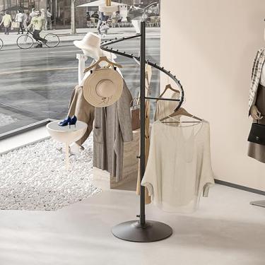 Imagem de HKaikzo Rack de roupas giratório independente de 360°, suporte de exibição de roupas em espiral de metal resistente com altura ajustável para lojas, boutique, hall de entrada, economia de espaço no