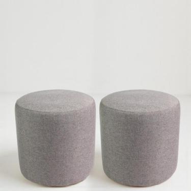Imagem de Kit 2 Puff Perse Redondo Decorativo Para Sala Quarto Puf Tecido em Lin