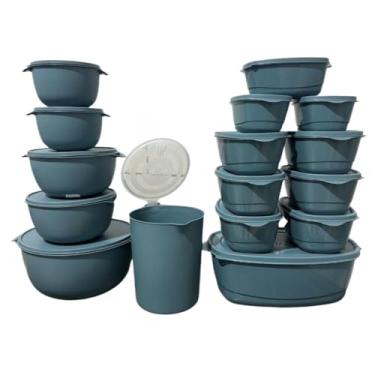 Imagem de Potes Hermeticos para Mantimentos,Kit Jogo de Cozinha C/15 Potes de Plastico Hermetico Resistente Ideal para Armazenar Alimentos+Jarra(Kit 16 Peças - AZUL GRAFITE)