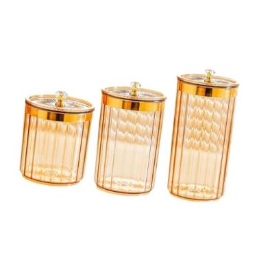 Imagem de IEUDNS Conjunto de 3 Potes de Armazenamento de Alimentos com Tampas Herméticas, Organizador de Despensa Moderno, Recipientes para Armazenar Alimentos como, Pote âmbar com Tampa Transparente