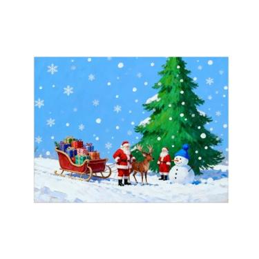 Imagem de Natal Quadro em tela-Boneco neve presente inverno-Imagem moderna decoração casa-Pôster impressões para sala estar 60x80cm24x31in Sem Moldura