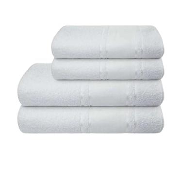 Imagem de Toalha de Banho 70x140cm e Rosto 45x80cm, Kit 2 peças Premium em Algodão, 99% Algodão e 1% Viscose,340g/m², Branca