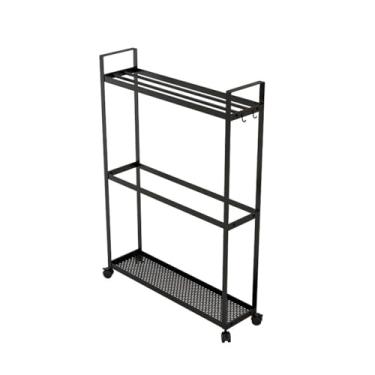 Imagem de porta-toalhas Móvel banheiro piso-pé toalheiro piso toalete carrinho cabide lacuna rack de armazenamento(Preto)