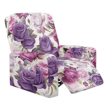 Imagem de HUISEFOR Capas de cadeira reclináveis de flores retrô, 4 peças, macias e confortáveis, capas para poltrona, poltrona, protetor de sofá para sala de estar