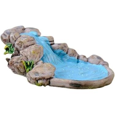 Imagem de Tnyvm DIY Miniatura Mini Piscina de Água Fada Jardim Ornamento de Gramado Estátuas Externas para Decoração de Casa de Bonecas de Montanha Artesanato Jardim de Fadas Cachoeira Água Falsa, Decorações
