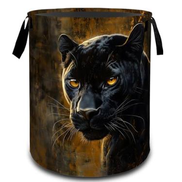 Imagem de VODRM Cesto de roupa suja da selva Pantera Negra, cesto organizador de brinquedos para crianças e adultos, cesto de armazenamento impermeável de tecido Oxford para quarto, banheiro, decoração de casa