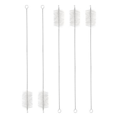 Imagem de HARFINGTON Conjunto de escovas de limpeza de palha, aço inoxidável 304 de comprimento 304 e cerdas de nylon para garrafa de água, tubos de copo de canudo de silicone, branco (30 mm OD, conjunto de 5