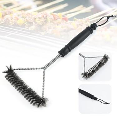Imagem de Escova rotativa elétrica para churrasqueira externa, controle de potência de 3 velocidades, escova de aço inoxidável 304 sem queda de cerdas, escova de limpeza de grade de tempo de execução prolongada