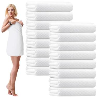 Imagem de SmoothNovelty Pacote com 16 toalhas de banho de microfibra a granel 79 x 152 cm toalha de banho tamanho grande altamente absorvente extra grande secagem macia para chuveiro praia salão de inverno
