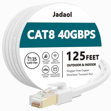 Imagem de Cabo Ethernet Jadaol Cat8 38,1 m externo/interno 40 Gbps branco