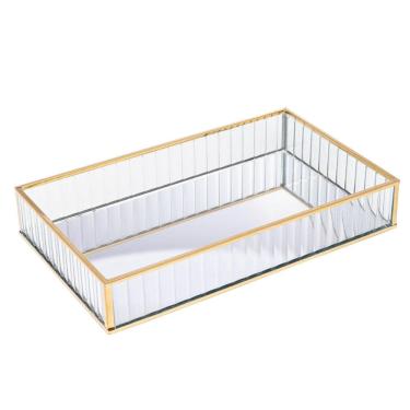 Imagem de Bandeja Decorativa Dourada Com Espelho Turkey Fineza