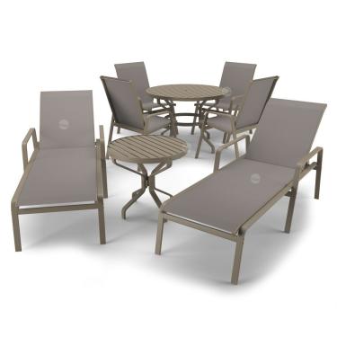 Imagem de Kit Espreguiçadeira Cadeira Mesa Alumínio Fendi Tela Fendi