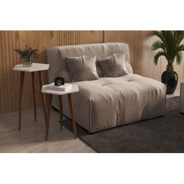 Imagem de Jogo 2 Mesas Lateral e Apoio Cadencie Retrô Tampo Sextavado Pés Palito Cor Off white - Comprar Moveis Em Casa